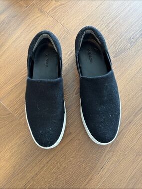 Vince Black Slip-On Sneakers with White Outsole